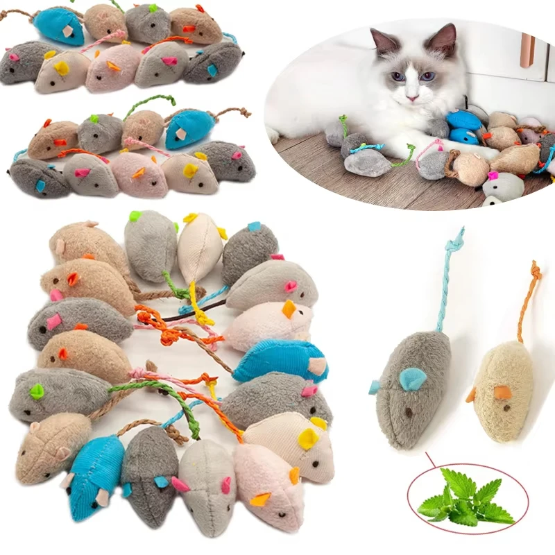 Catnip Interactive Plush Mouse - 5 szt. Grzechotki dla kota w
