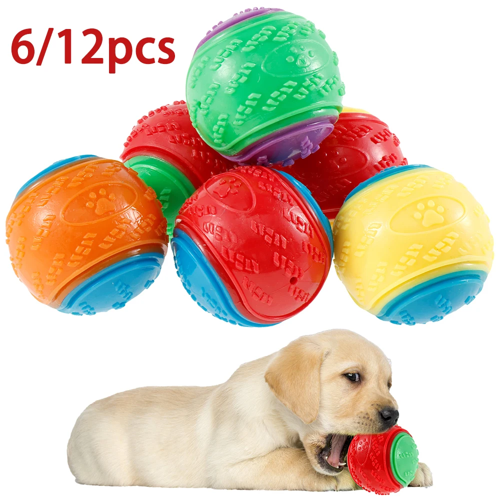 Interactive Squeaky Plush Dog Toy - 6/12 sztuk piszczące piłki dla psów