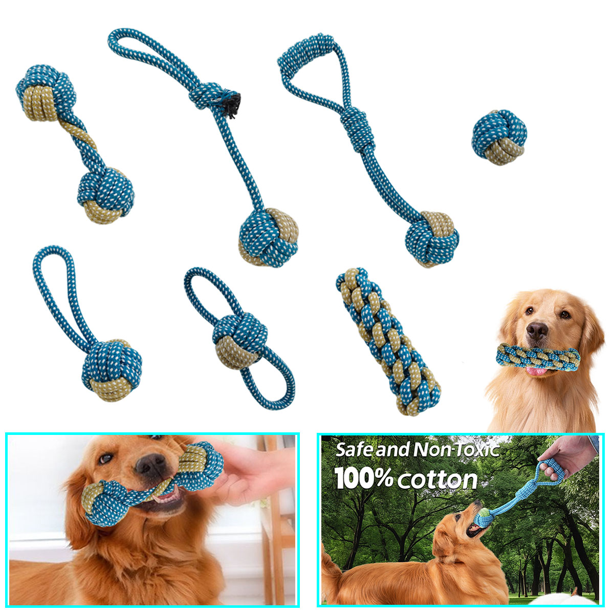 Teeth Cleaning Dog Chew Bone - Nowy zestaw 7 szt. zabawek do