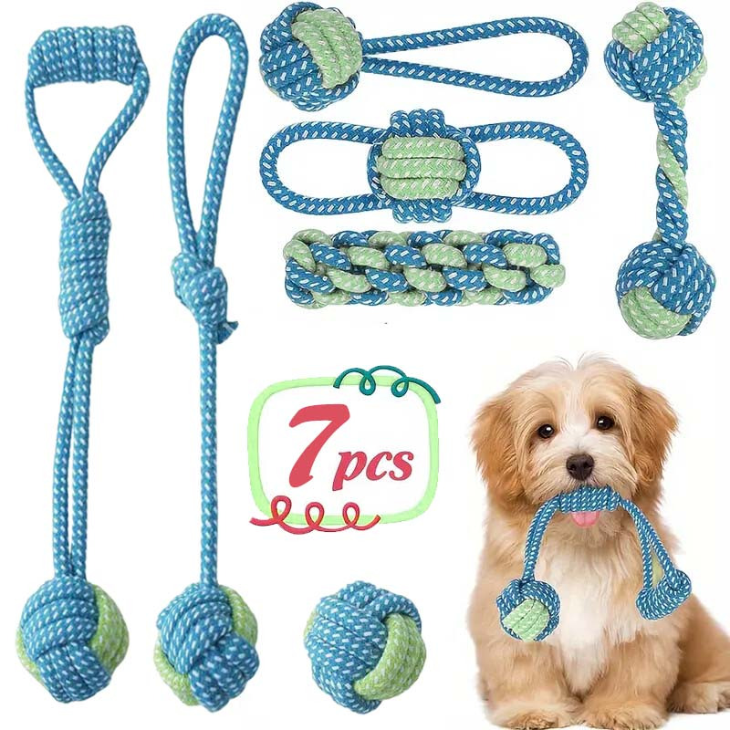 Dog Rope Toy Aggressive Chewers - 7 szt. Interaktywnych zabawek do węzłówania,